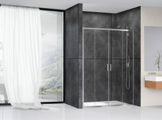 Душевая дверь ABBER Schwarzer Diamant 150см хром AG33150